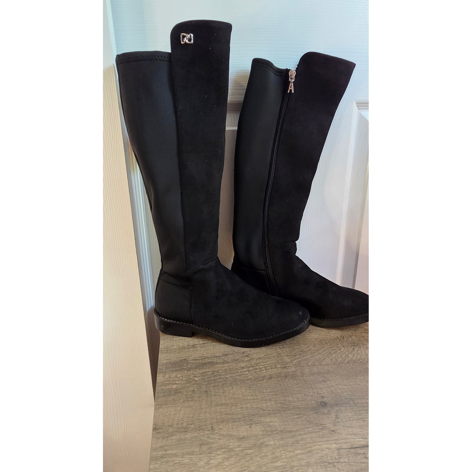 Aerosoles Tierra Womens Black Tall Stretch Knee High Boots A1317 Size 7m